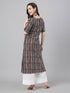 Black Cotton Geometric Printed Straight Kurta